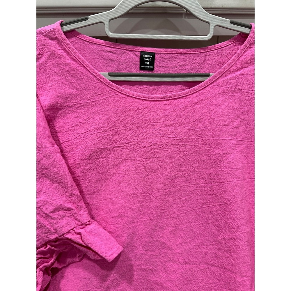 shein curve 3xl pink blouse with ruffle sleeves
